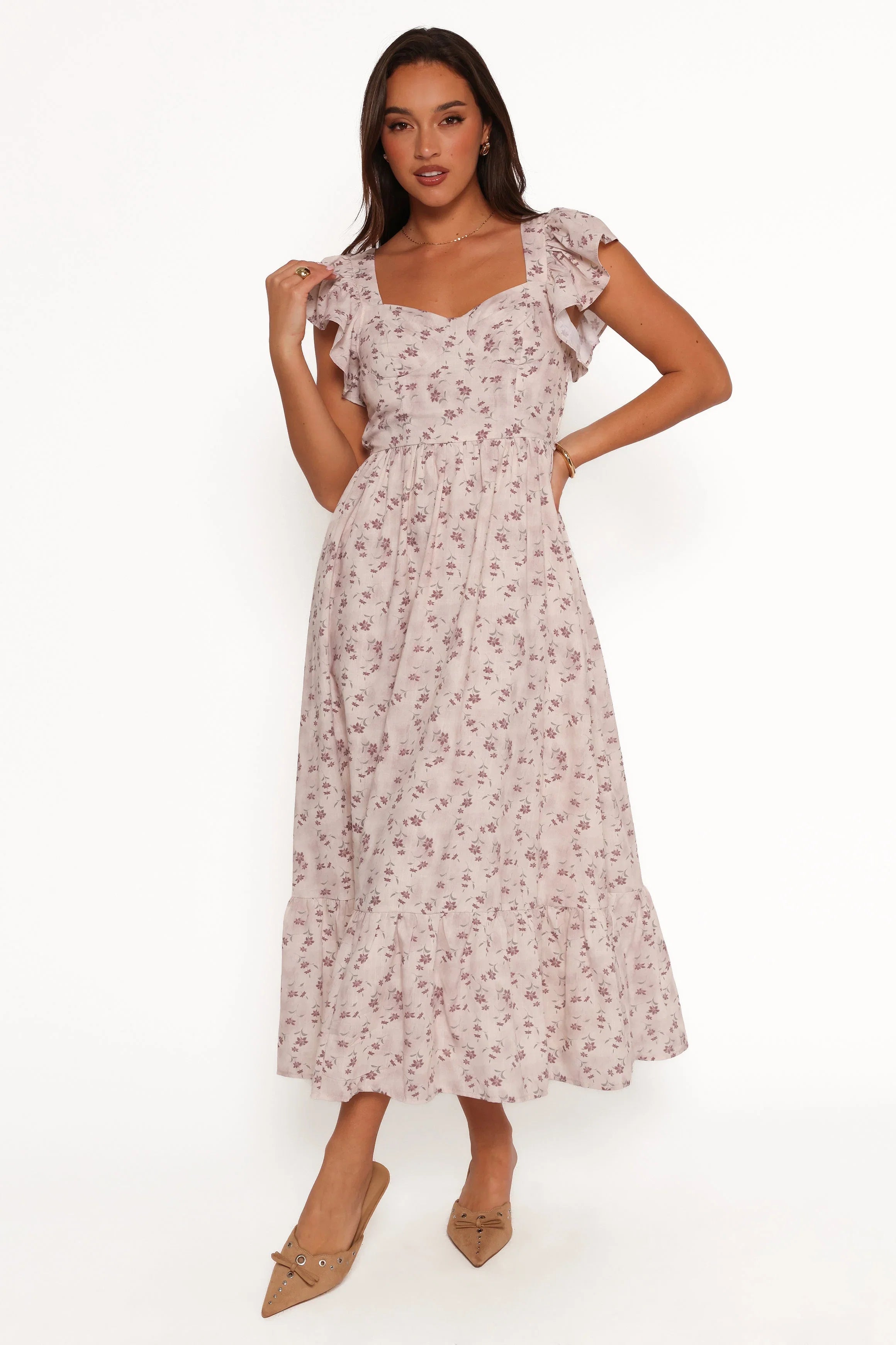 Myles Maxi Dress Beige Floral