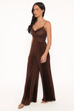 Angelique Pleated Jumpsuit Chocolate Brown