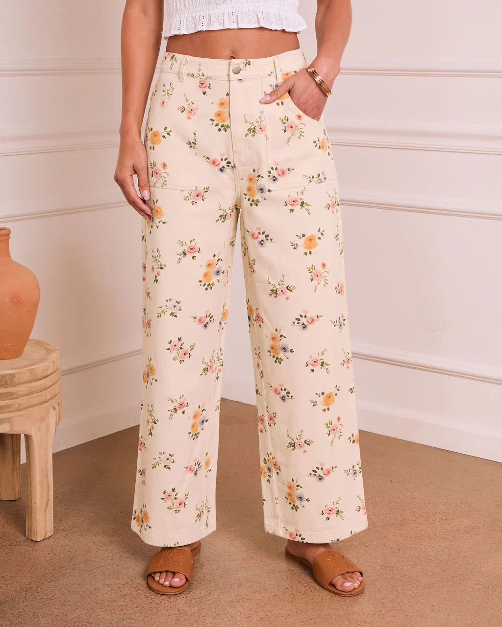 Bloom Energy Rigid Mid Rise Straight Leg Floral Jeans