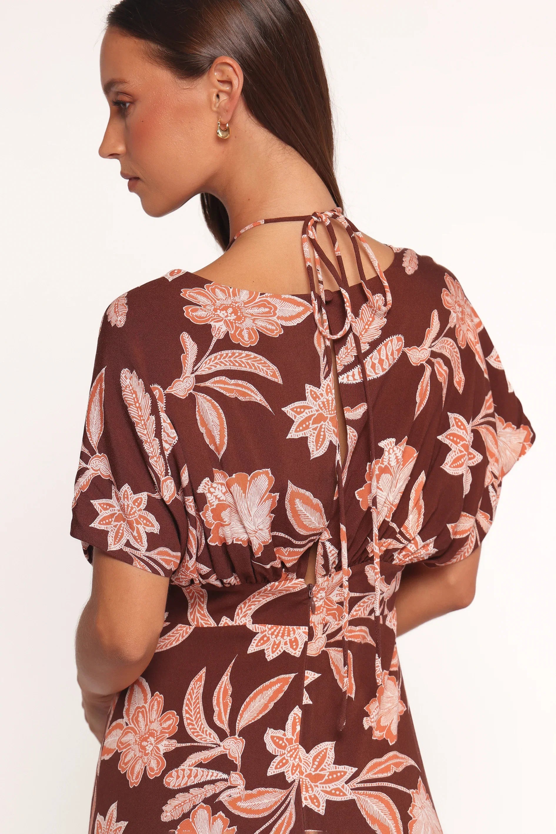 Yolande Midi Dress Orange Floral