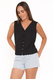 Lori Lace Trim Top Black