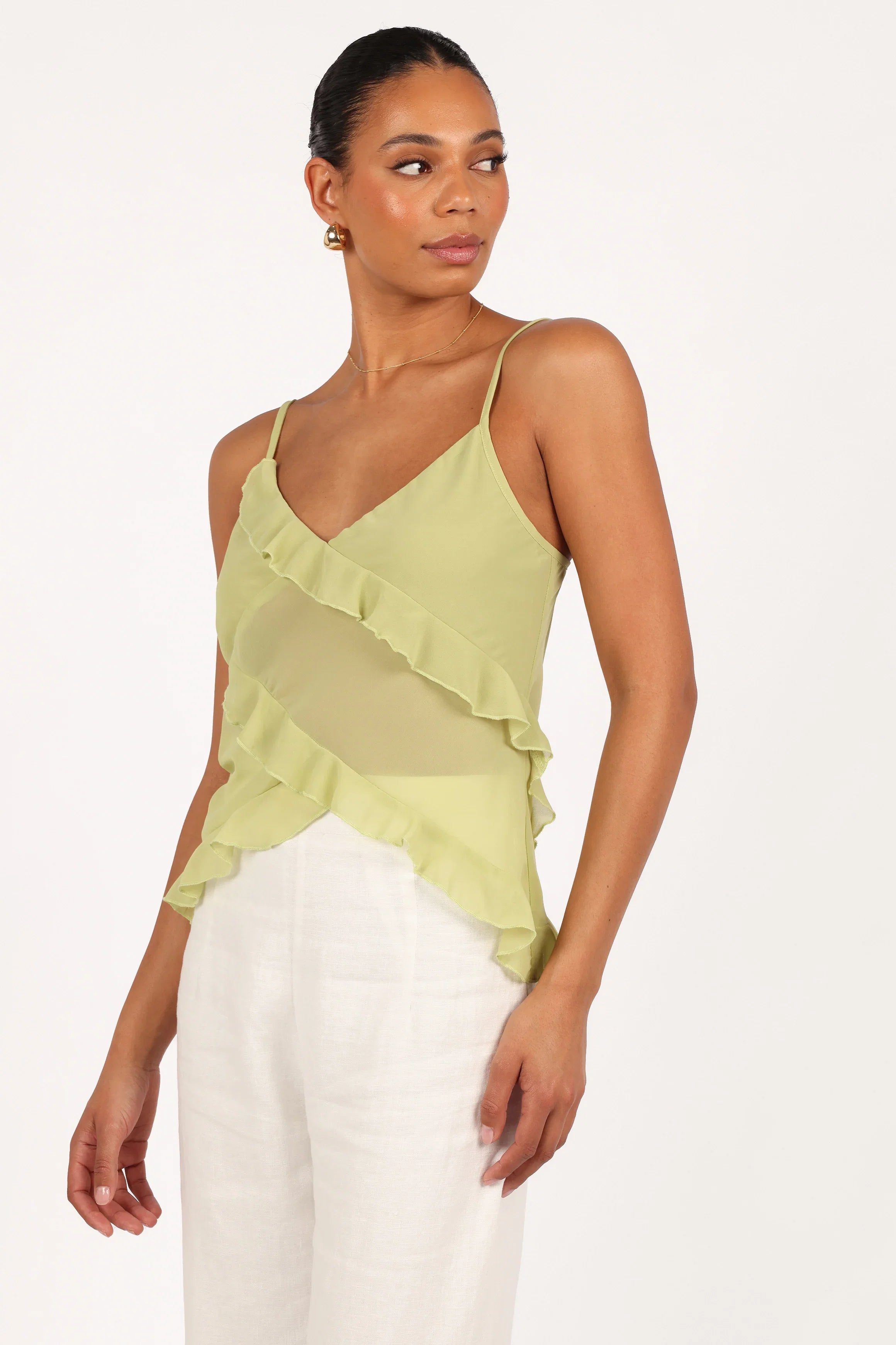 Gabrielle Ruffle Top Meadow Green