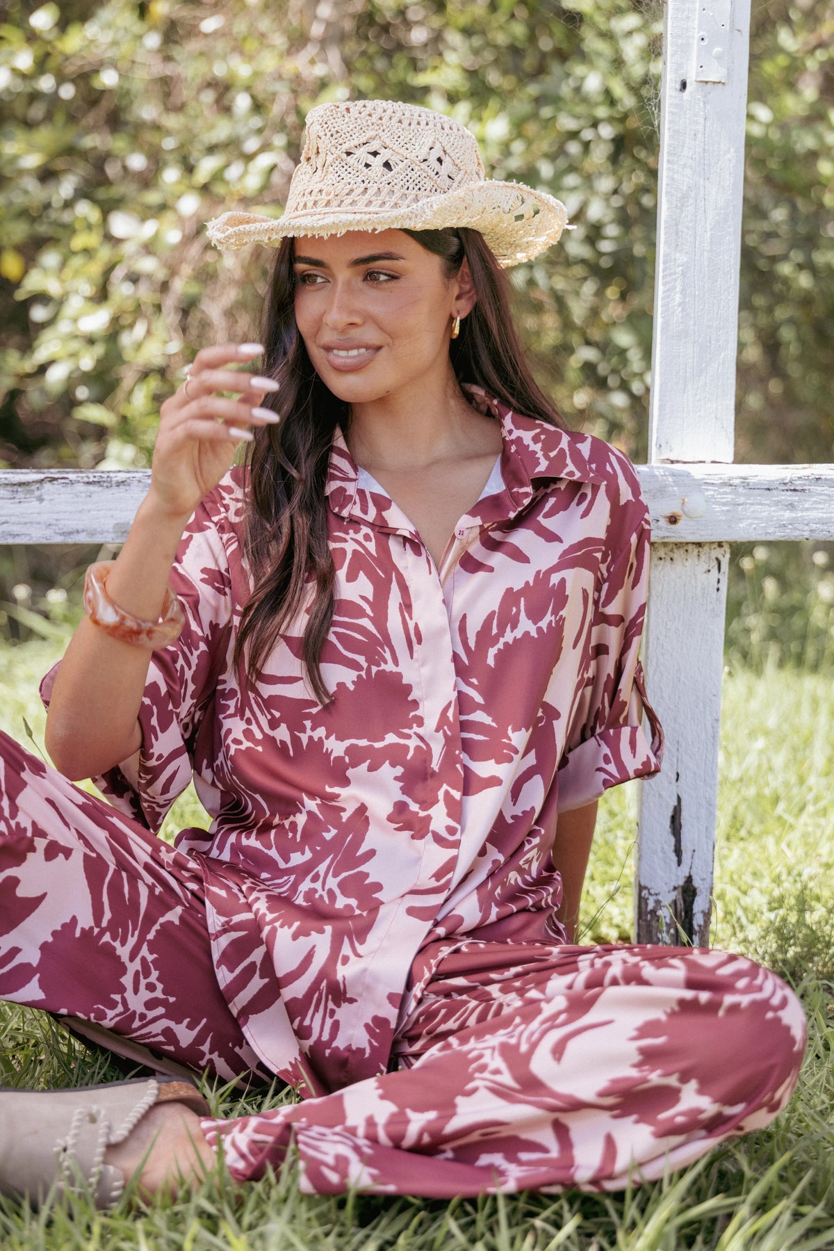 Elysia Shirt Pink Burgundy
