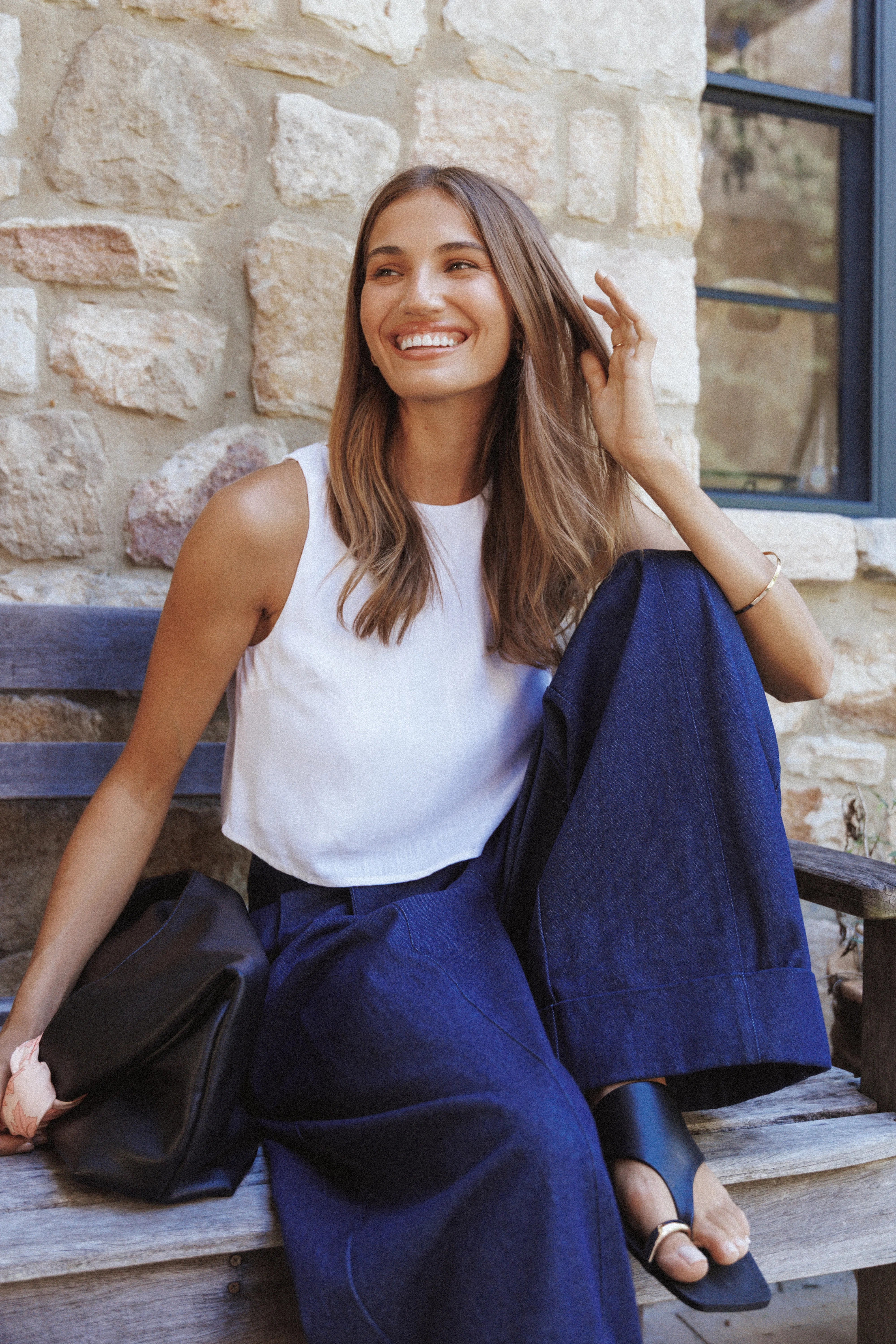 Elinor Cuffed Denim Pant Dark Wash