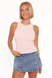 Ari Ribbed Tank Top Petal Pink