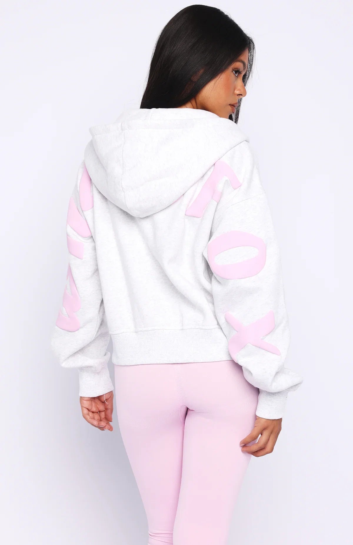 Gone Away Boxy Zip Front Hoodie Grey Marle