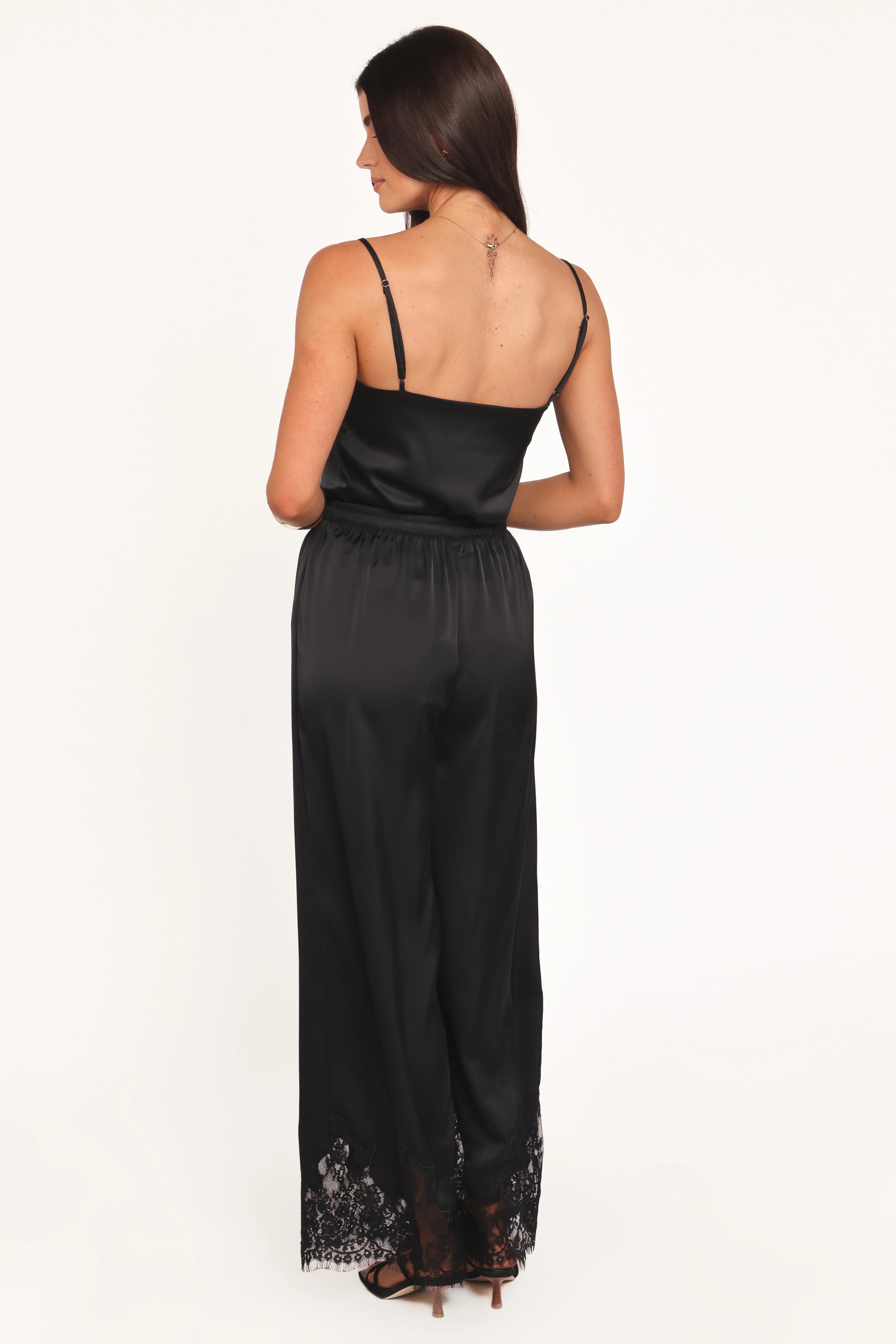 Viola Drawstring Wide Leg Pant Black