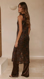 Valencia Sequin Maxi Dress Brown
