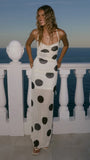 Davita Maxi Dress Beige Black Polka