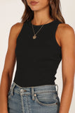 Ari Ribbed Tank Top Black
