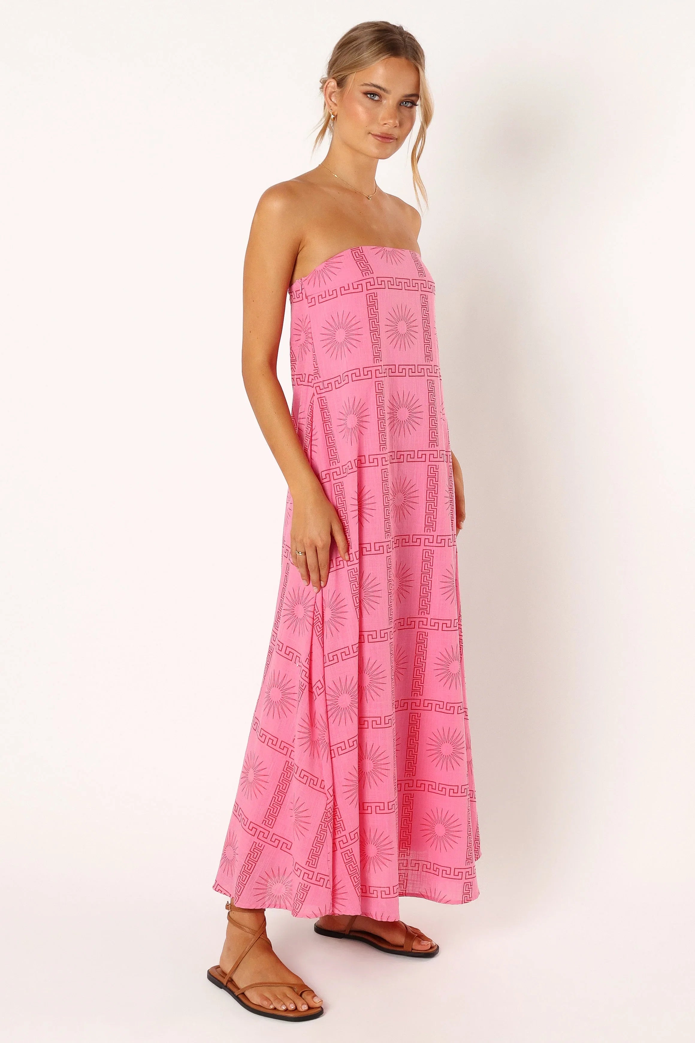 Soph Strapless Maxi Dress Pink Red