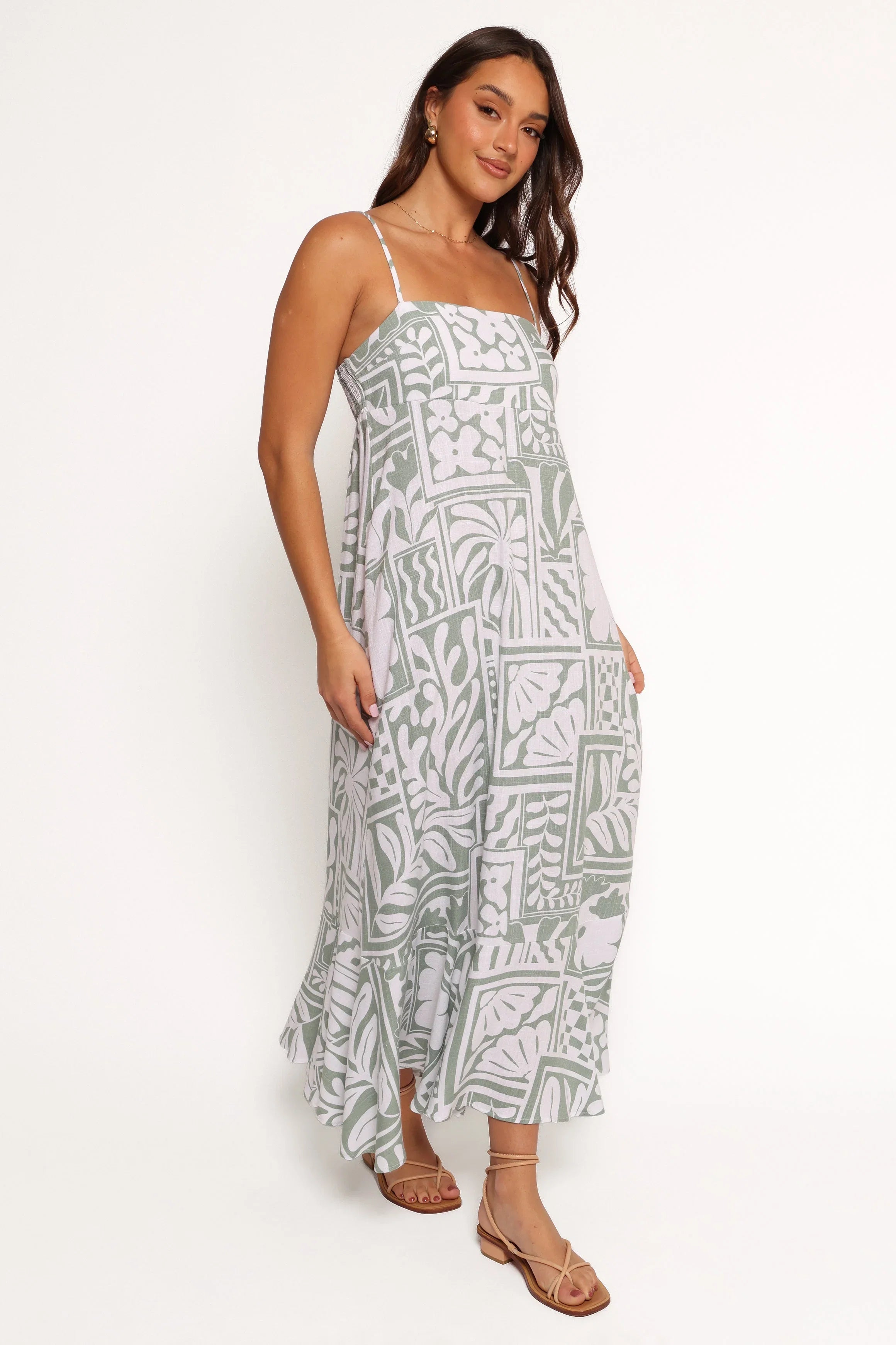 Kelsie Midi Dress Sage Print