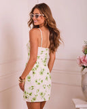 Feathered Garden Floral Linen Mini Dress