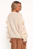 Lover Tie Sleeve Knit Sweater Ivory