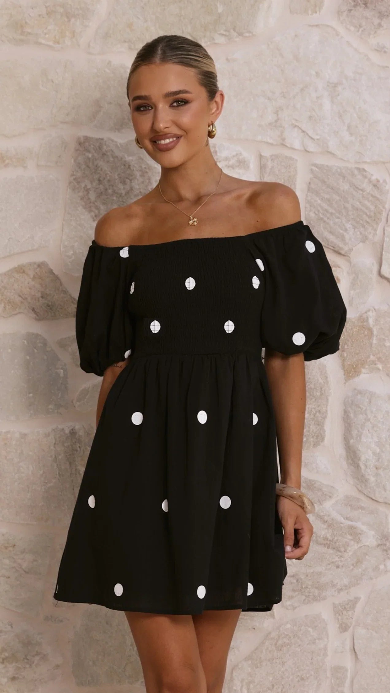 Marissa Mini Dress Black Polka