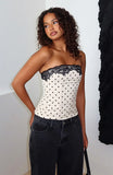 Flow Of Things Strapless Bustier Cream Black Polka Dot