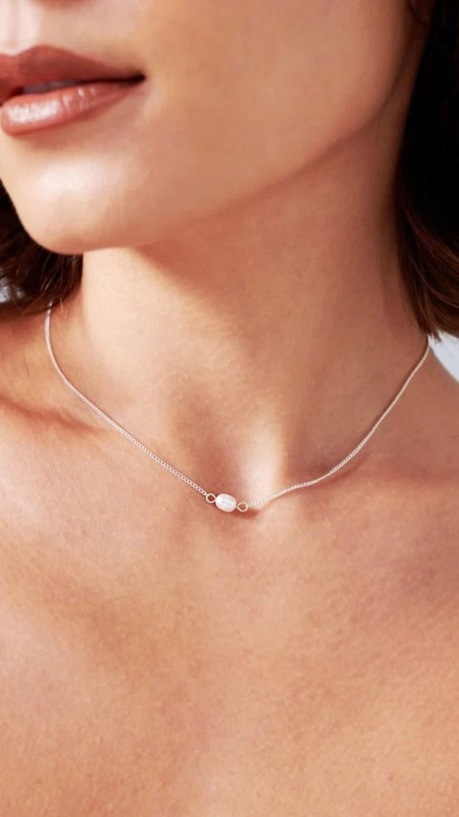 Kimmy Necklace Silver Pearl