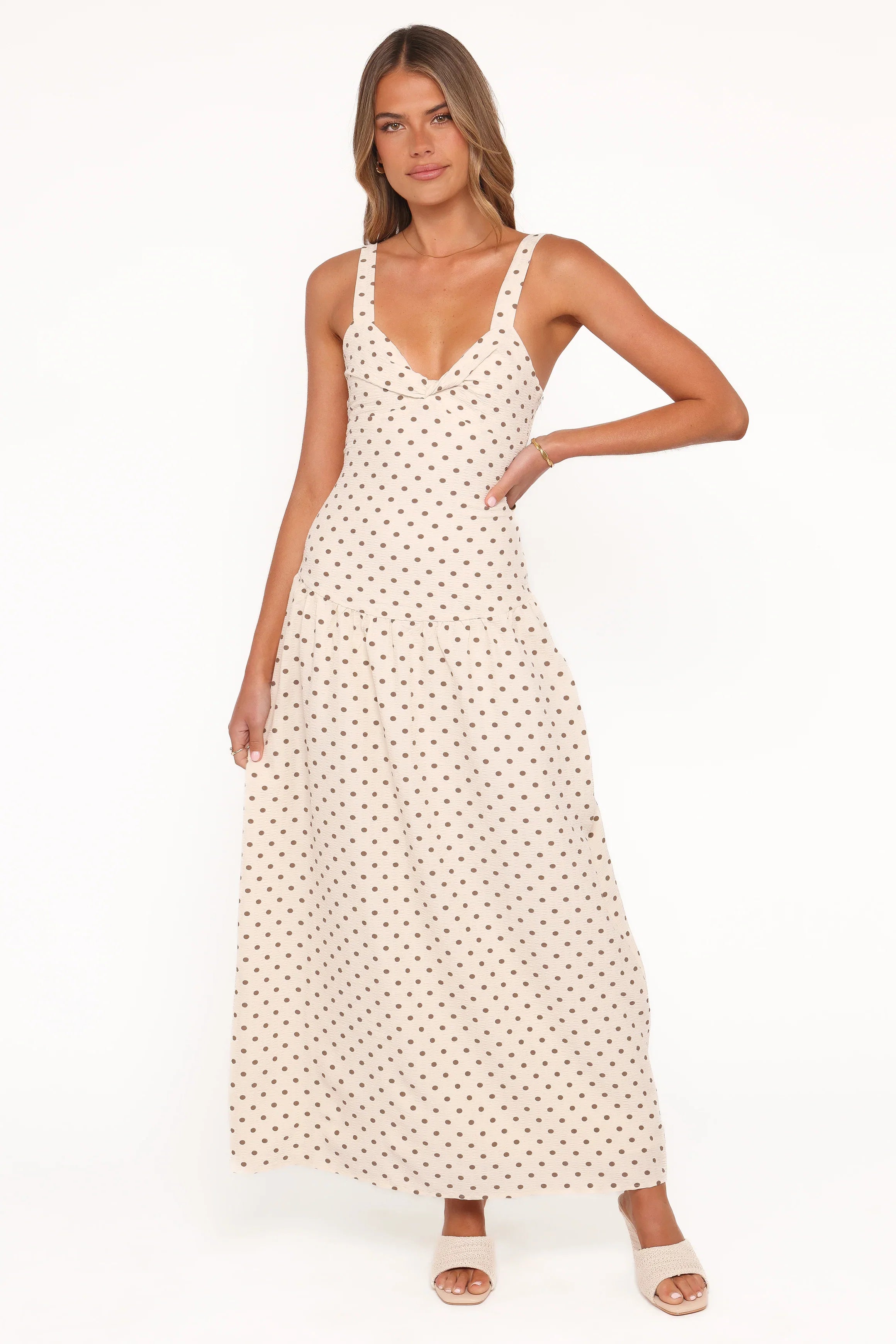 Sophina Midi Dress Brown Polka Dot