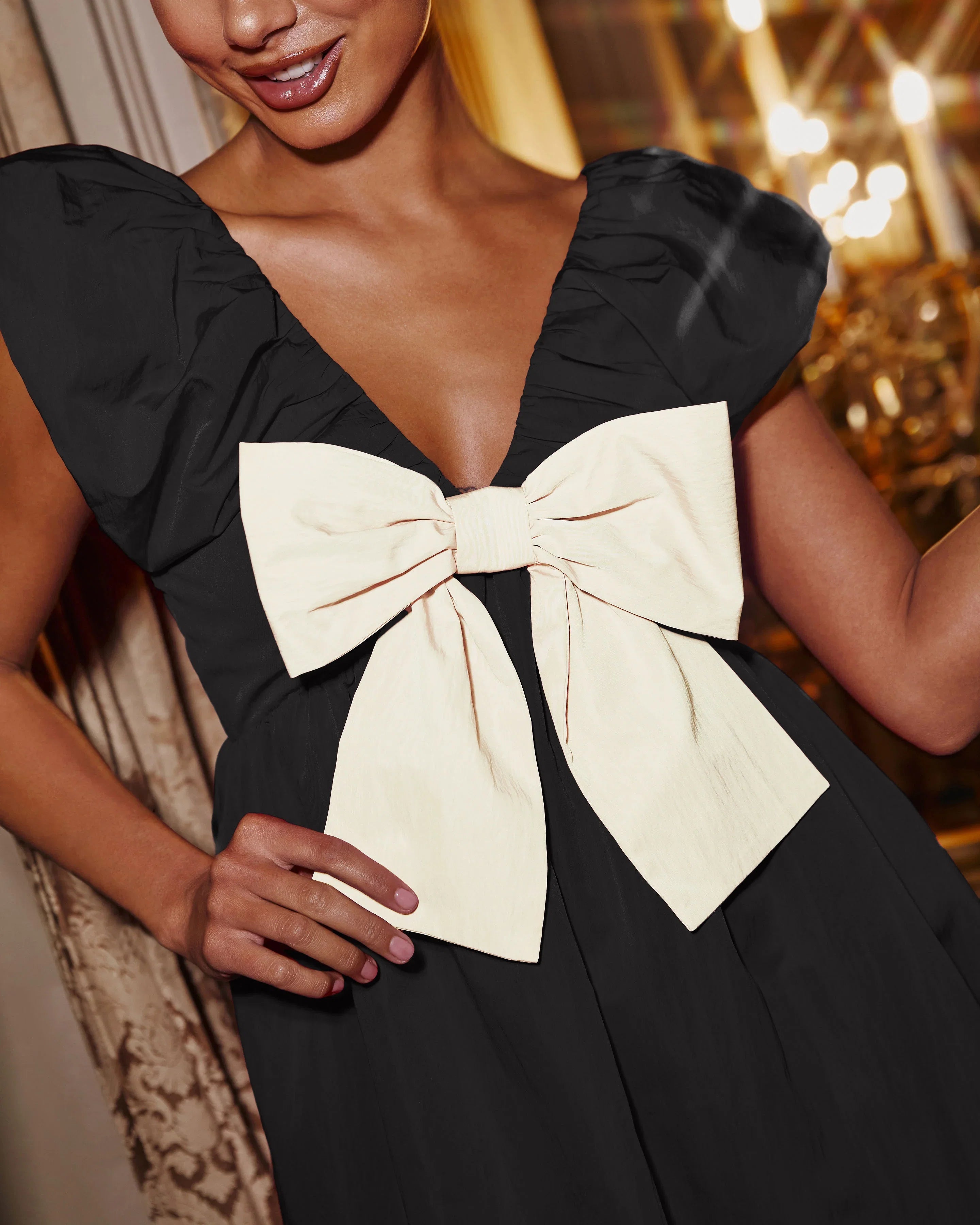 All Wrapped Up Bow Babydoll Mini Dress