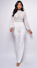 Nerine Crochet Lace Mesh Jumpsuit White