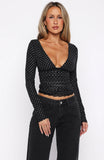 Clear As Day Long Sleeve Top Black White Polka Dot