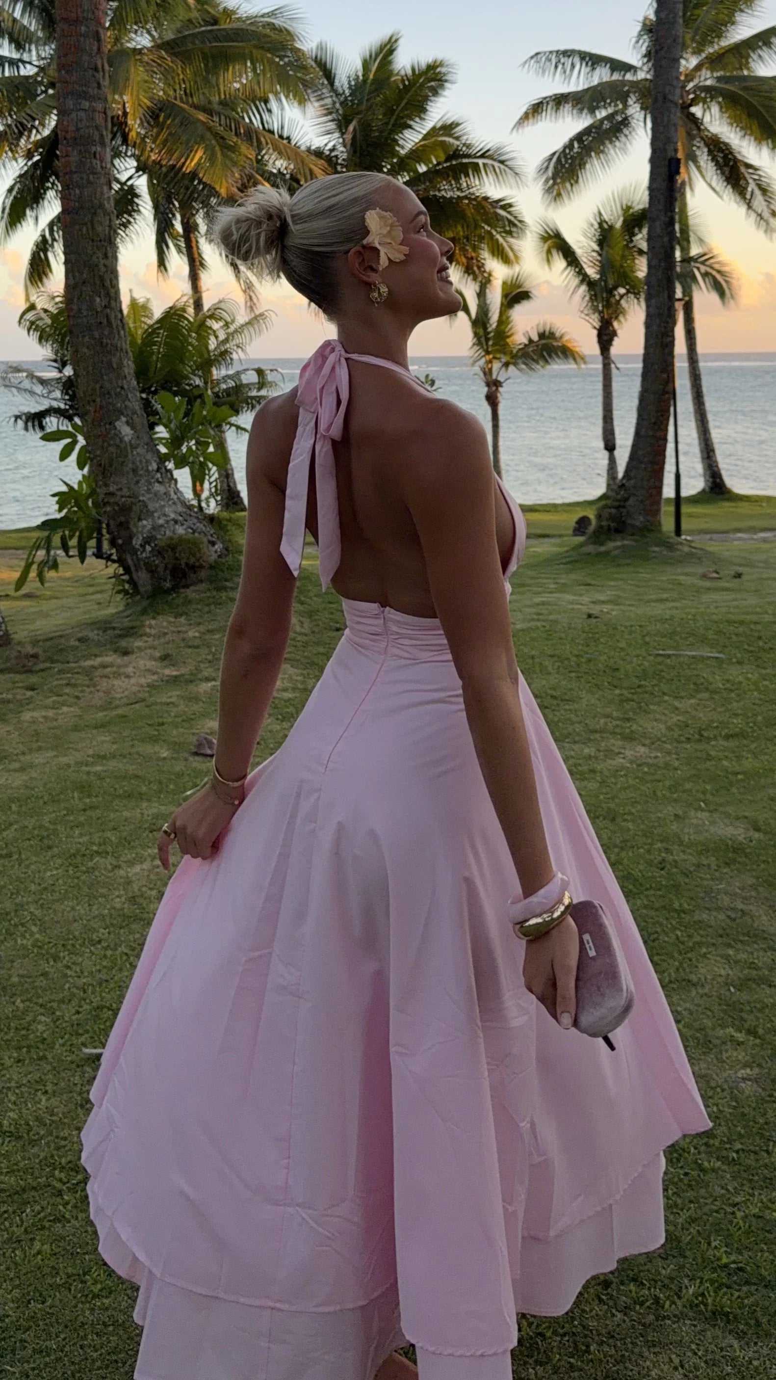 Kathy Halter Neck Maxi Dress Light Pink