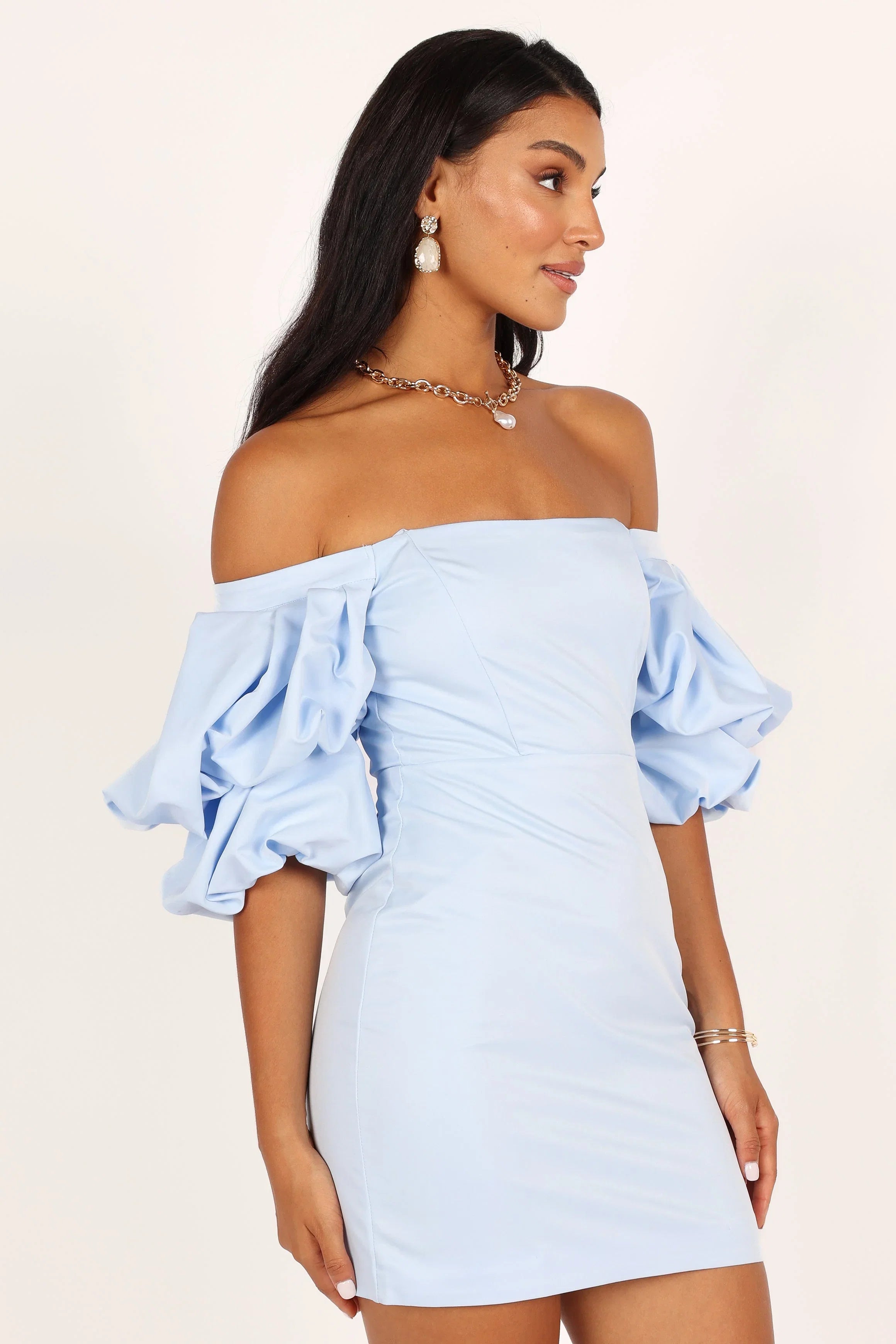 Fern Puff Sleeve Mini Dress Icy Blue
