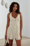 Can Count On Me Halter Mini Dress Lemon Chocolate Polka Dot