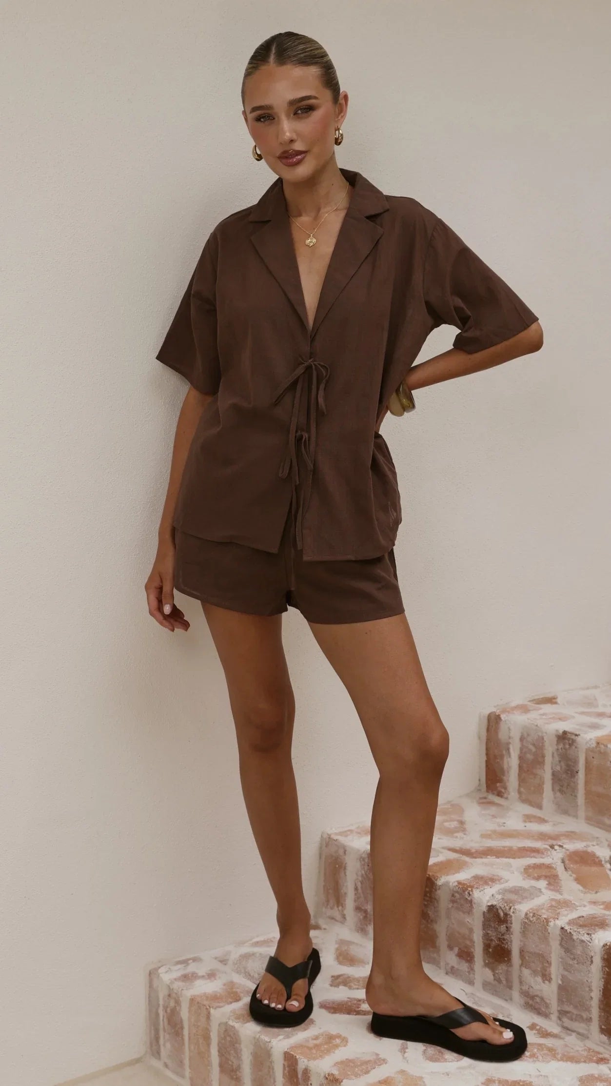 Vesper Top and Shorts Set Chocolate