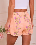 Soft Spoken Letter Floral Drawstring Shorts