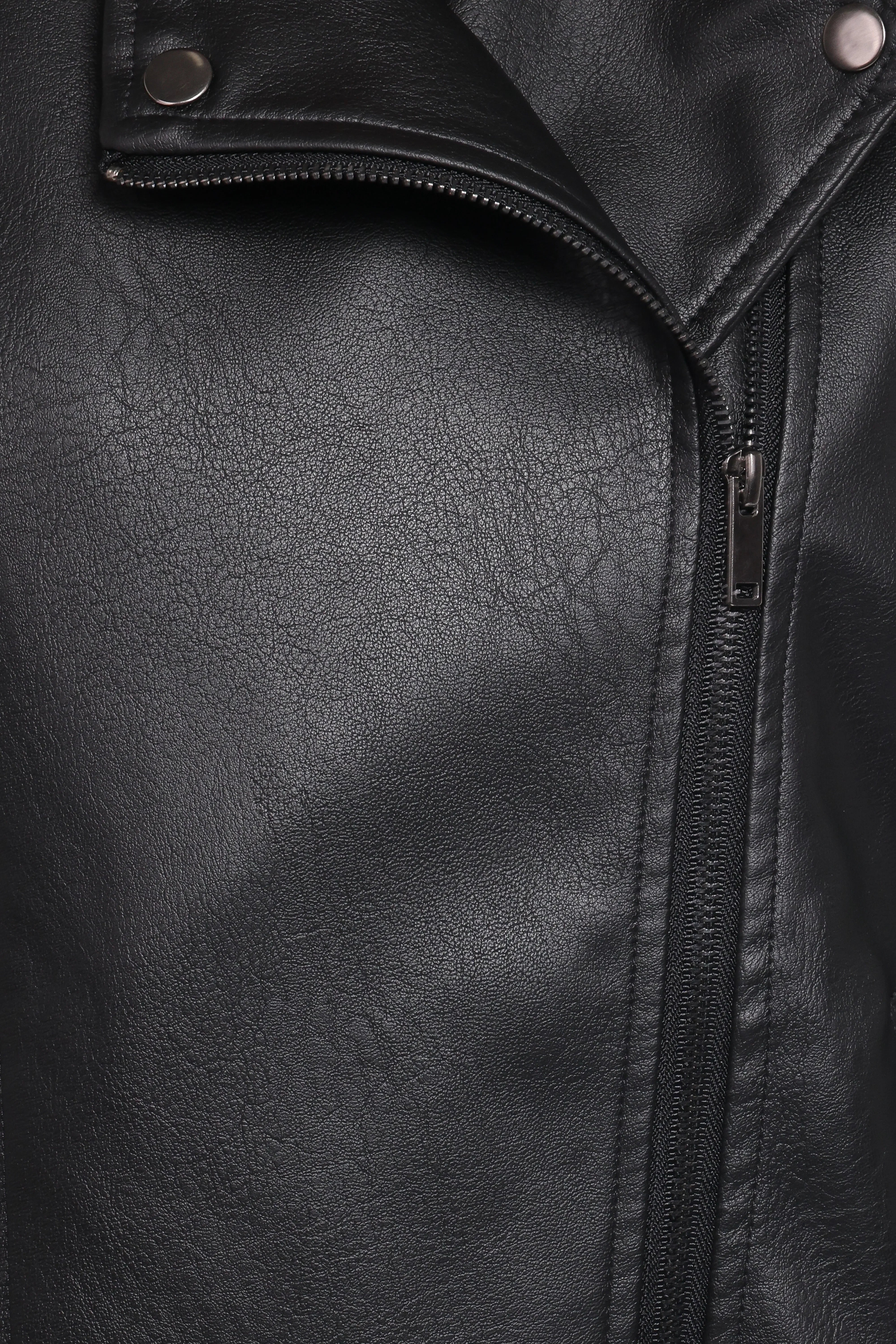 Parsons Oversized Faux Leather Moto Jacket Black