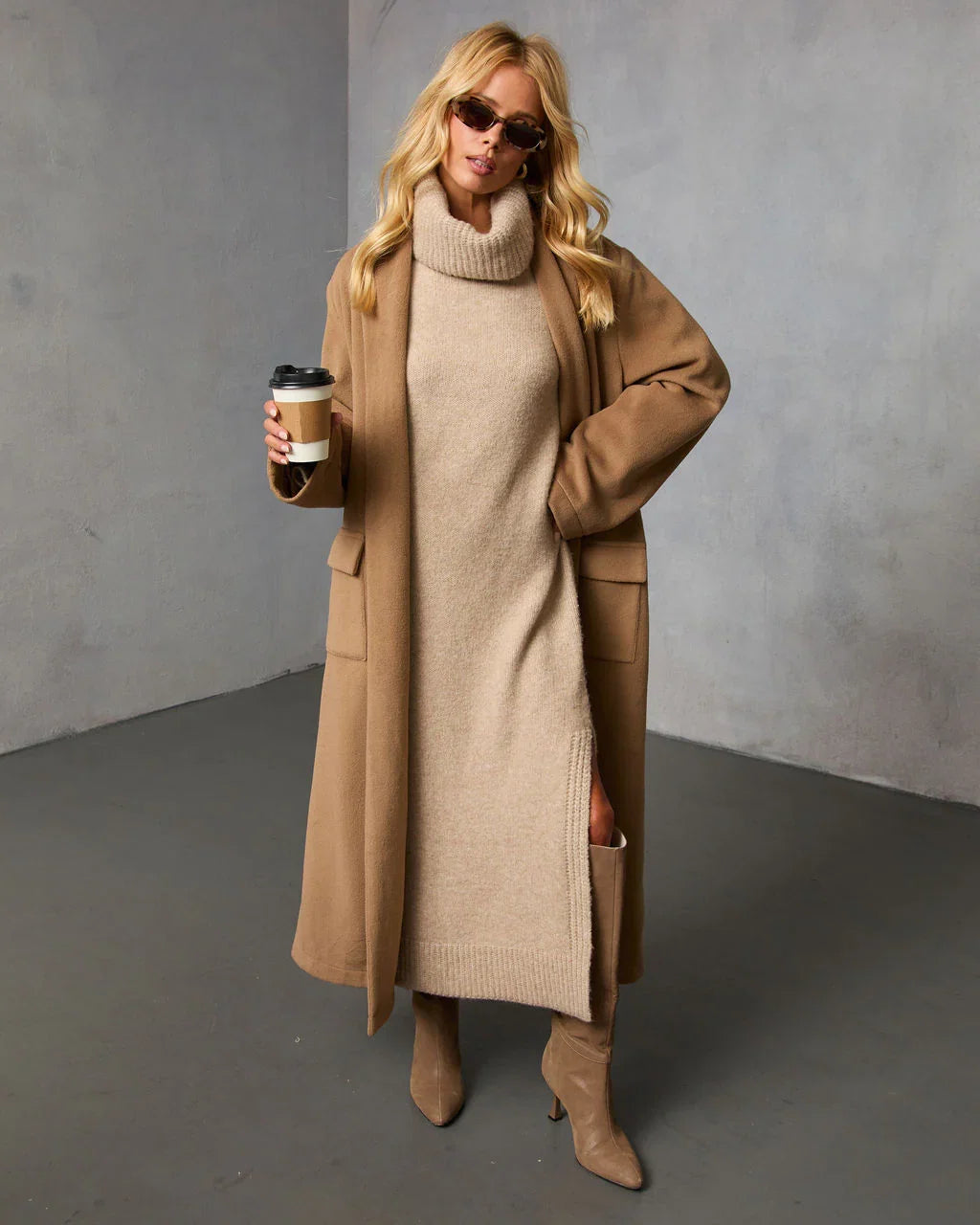 Roselle Turtleneck Midi Sweater Dress