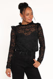 Lettie Lace Ruffle Top Black