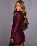 Love Unfolded Draped Flocked Lace Mini Dress
