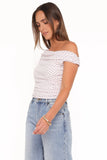 Aaron Off Shoulder Top Pale Pink Dot