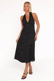 Stasia Maxi Halter Dress Black White