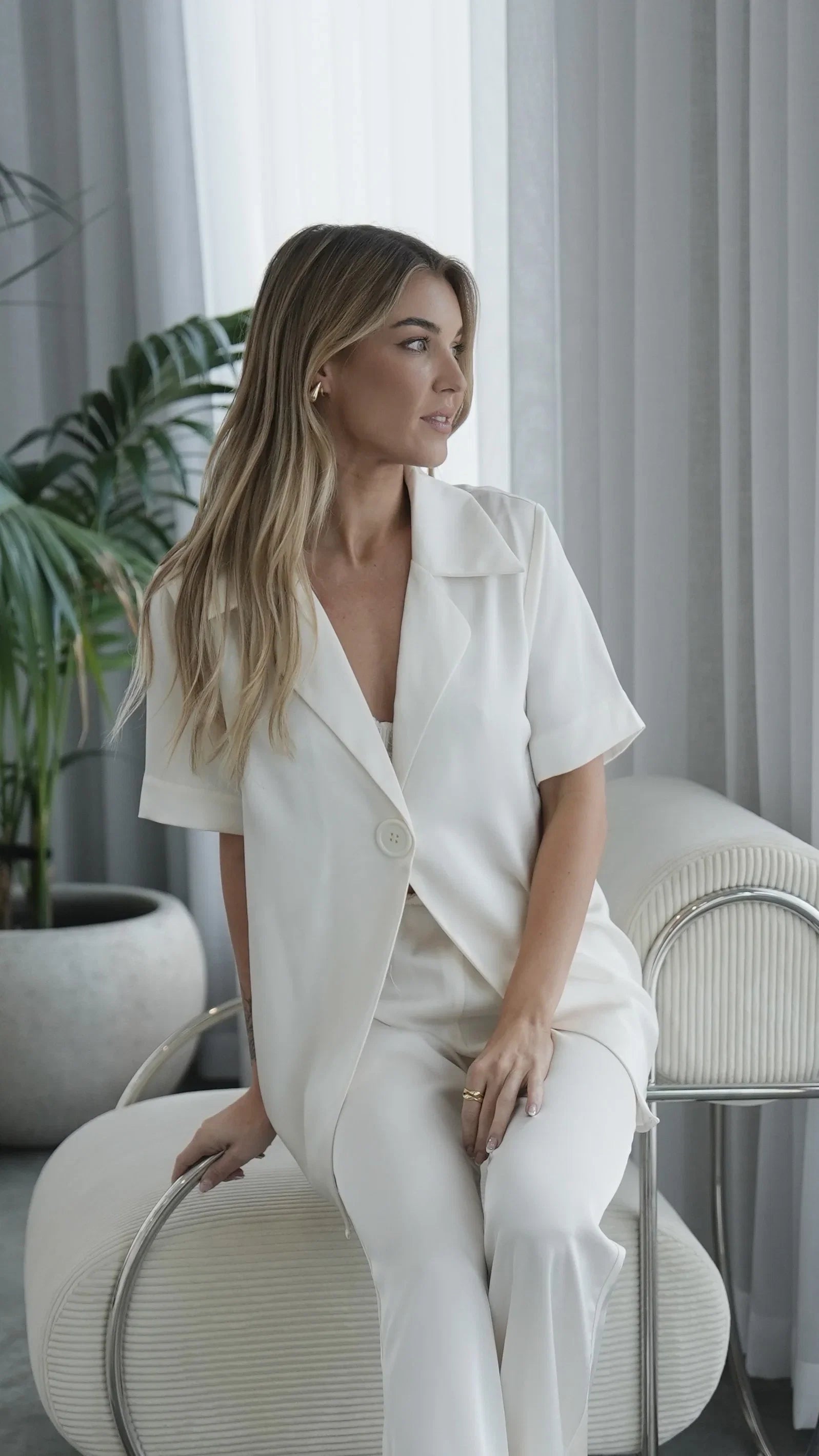 Imogen Button Pants Cream