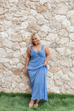 Dolores Pleated Maxi Dress Cornflower Blue