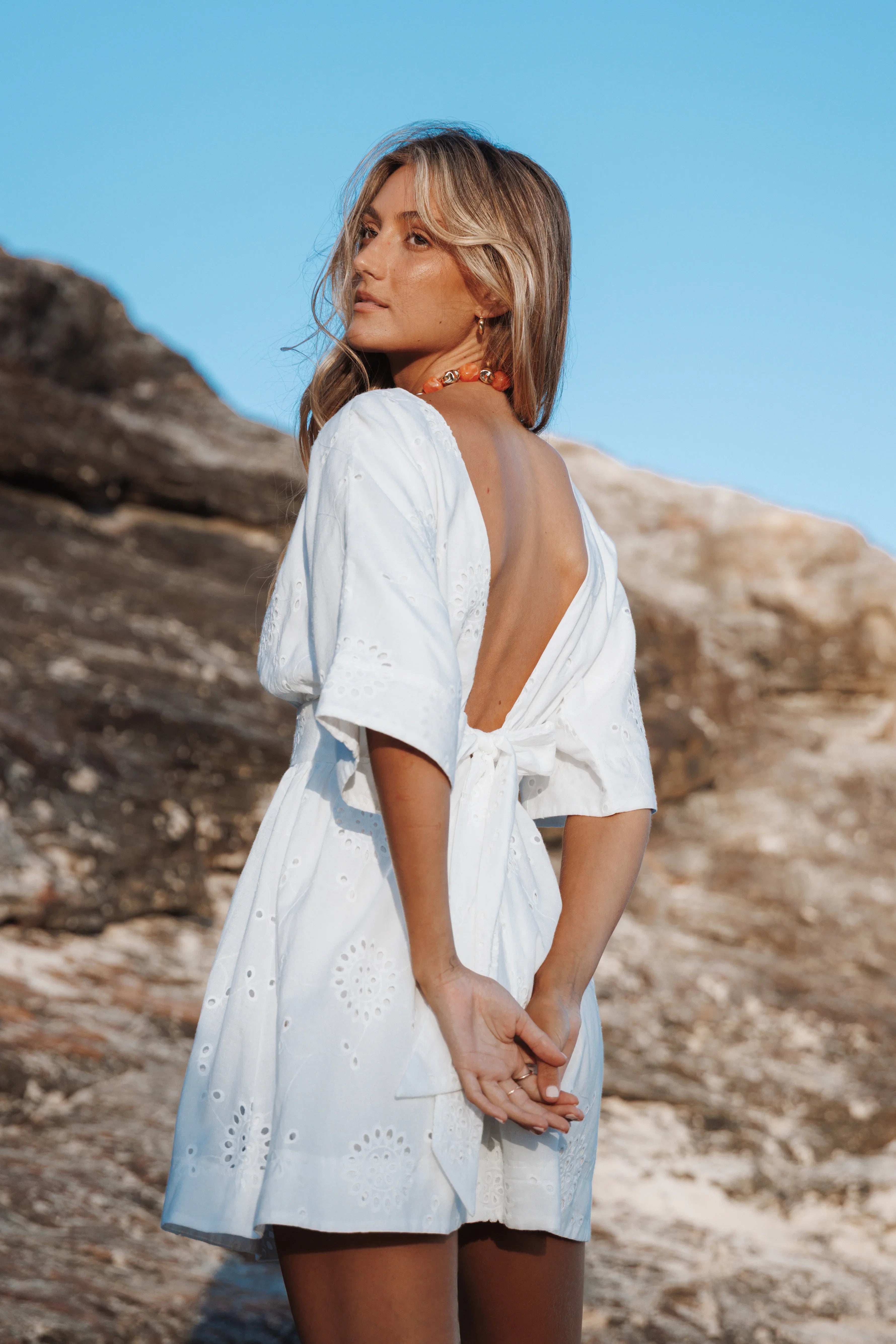 Camila Open Back Mini Dress White