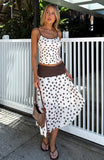 Mediterranean Mirage Midi Skirt Cream Choc Polka Dot