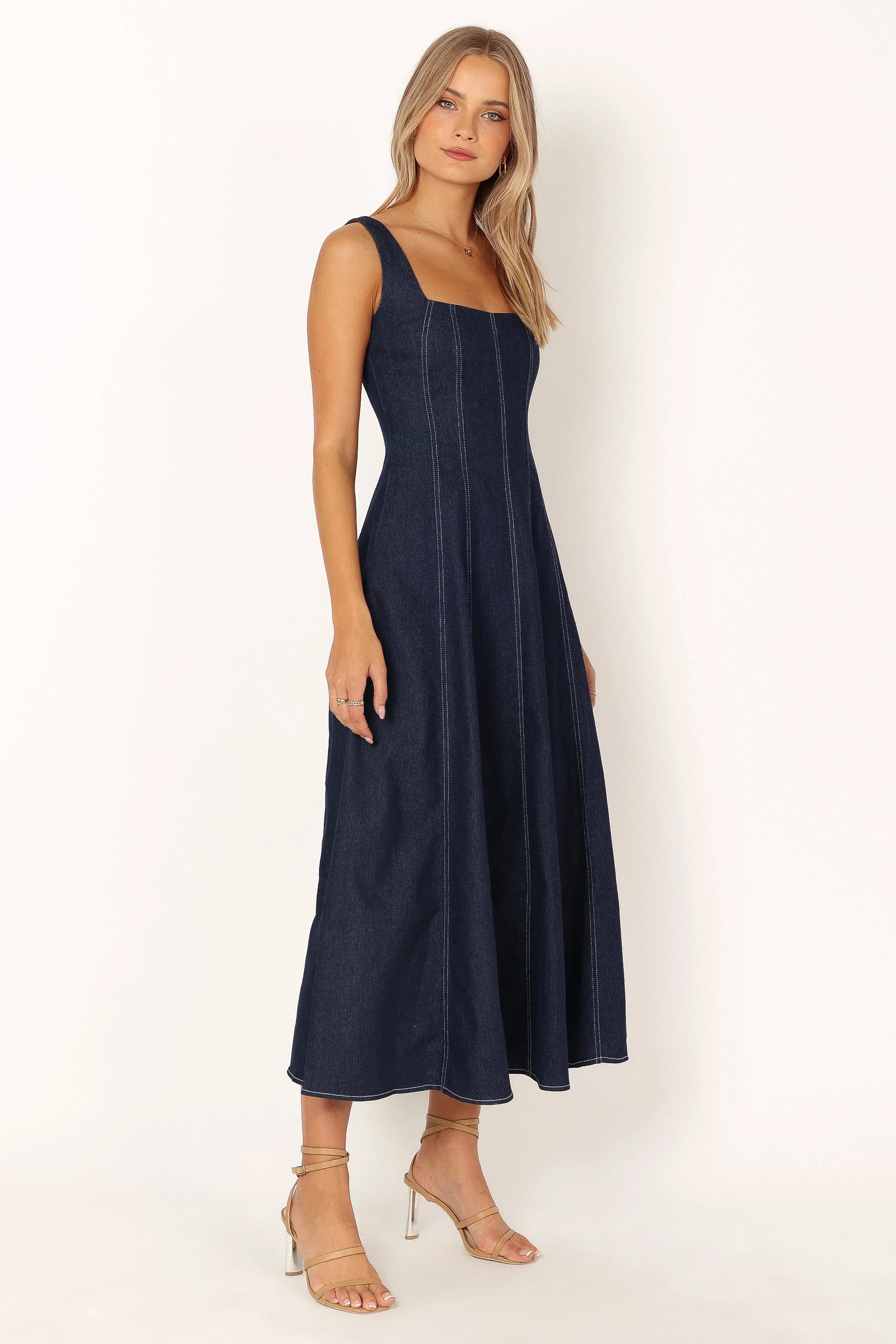 Callum Midi Dress Dark Denim