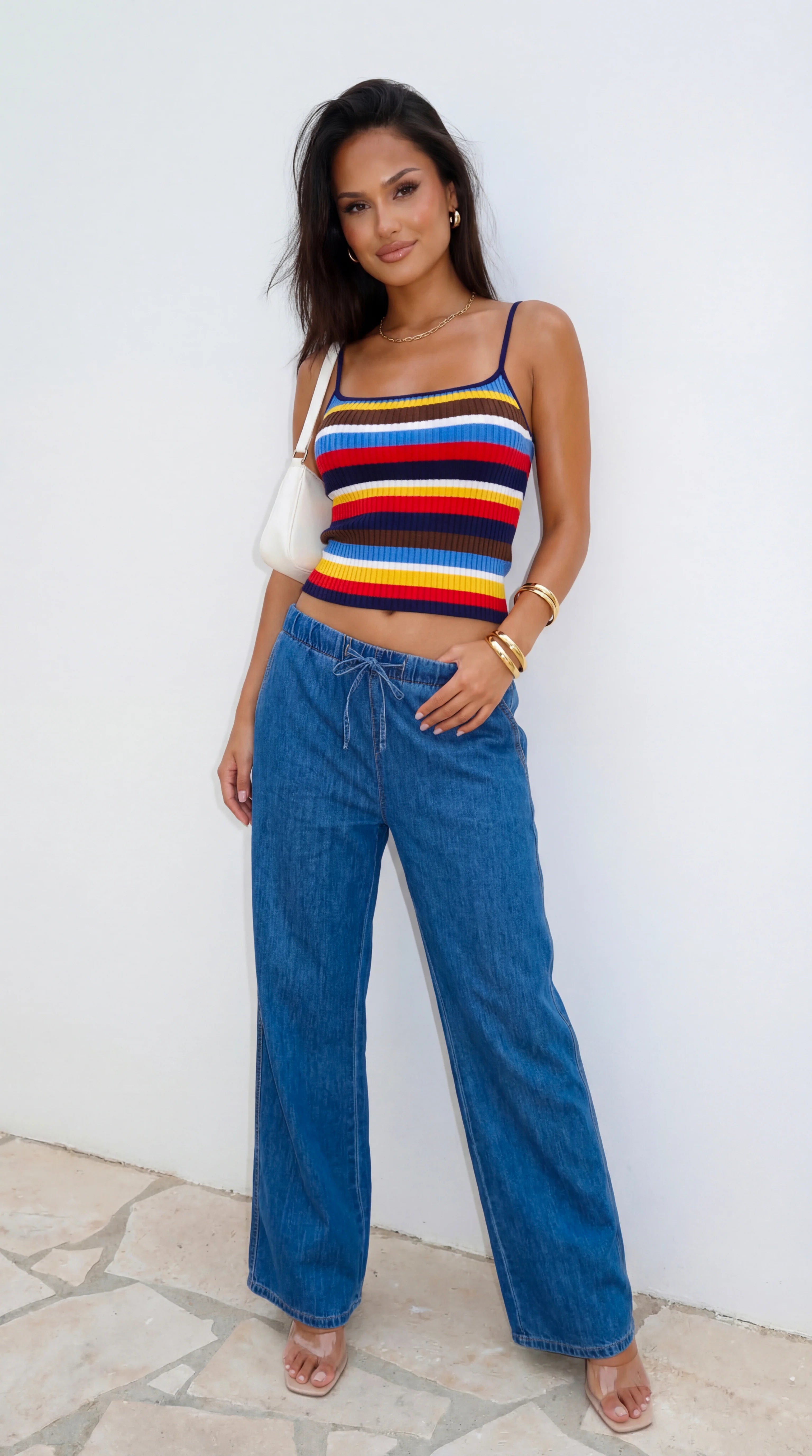 Havana Stripe Knit Cami Top Blue Multi