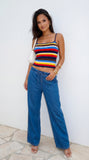Havana Stripe Knit Cami Top Blue Multi