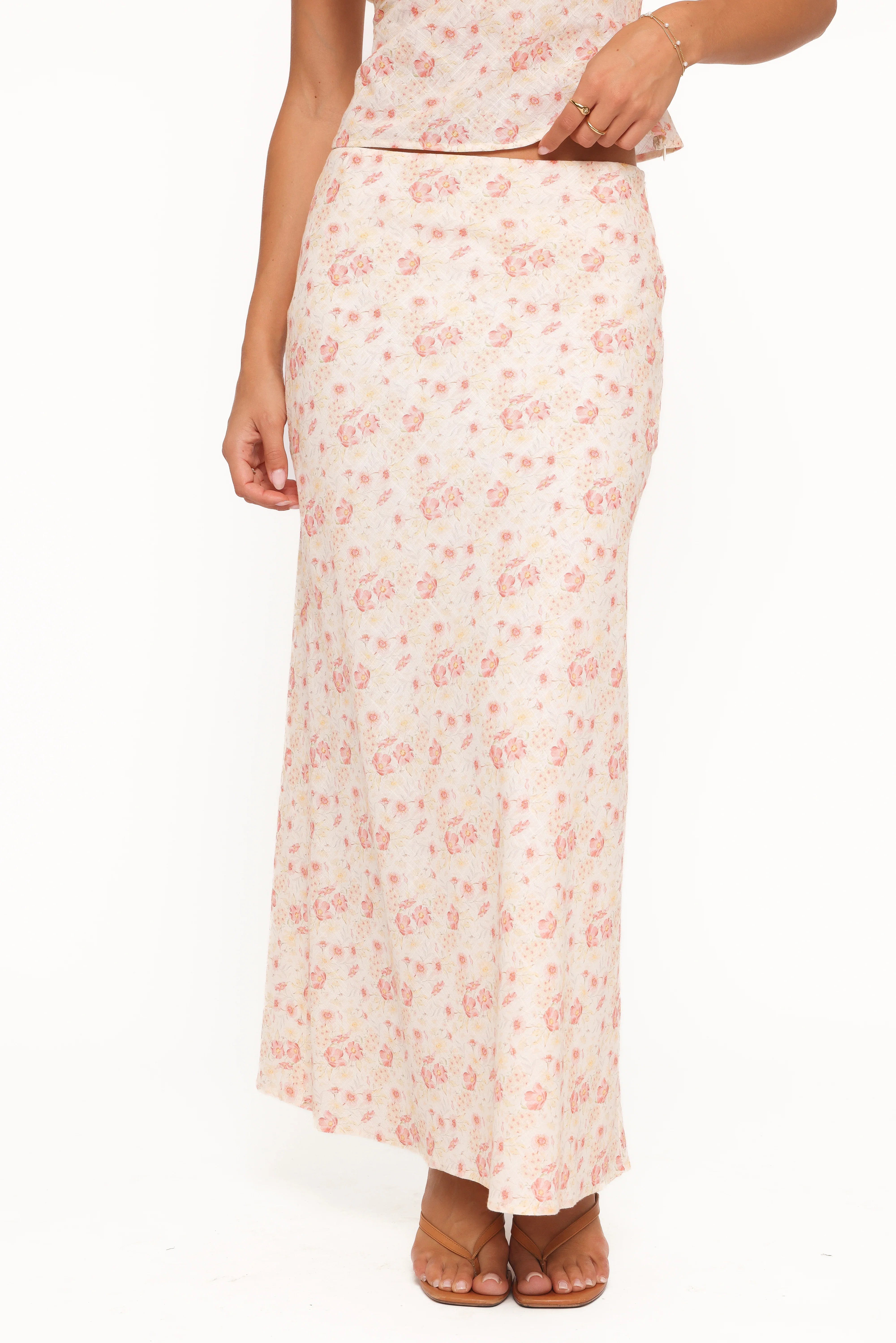 Giarda Maxi Skirt Peach Ditsy Floral