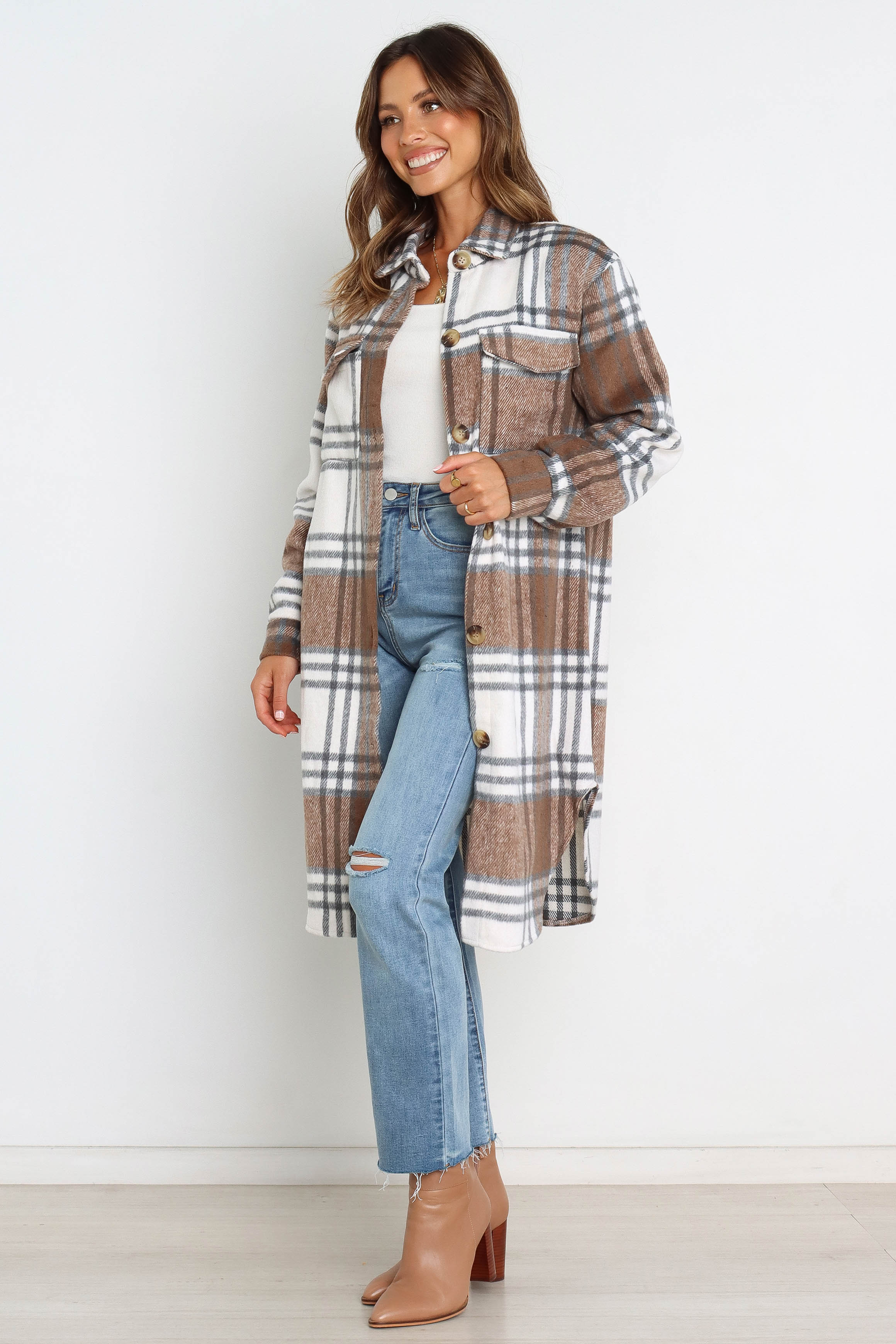 Dion Shacket Brown Check