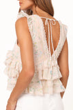 Yana Ruffle Top Pastel Pink Floral