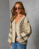 Oat Loop Abstract Print Cardigan