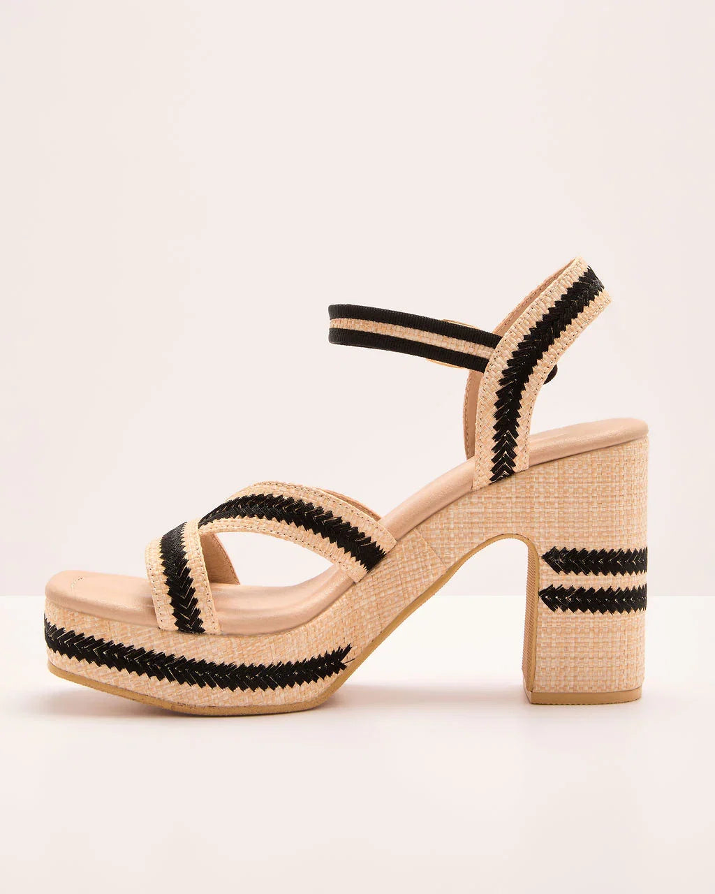 Tullia Contrast Trim Raffia Platform Sandals
