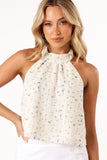 Willa Halterneck Top Blue Floral