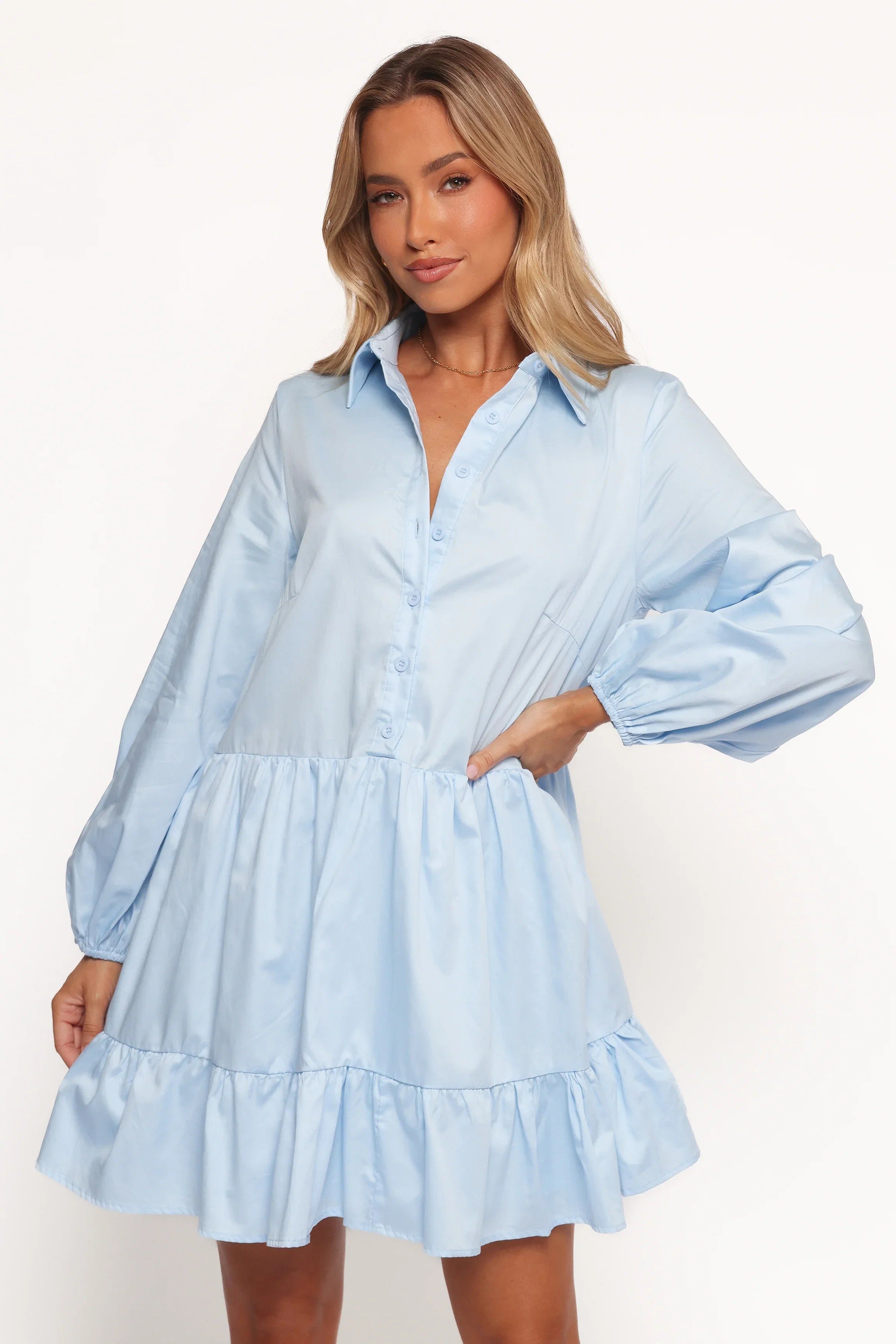 Carlotta Long Sleeve Mini Dress Blue